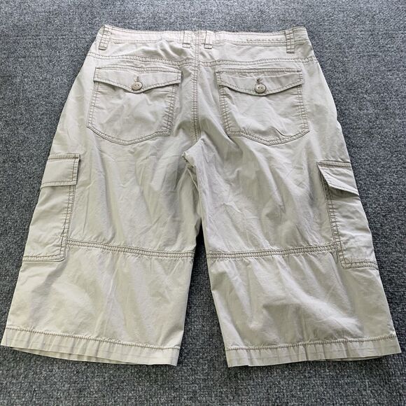 Black Bull Cargo Shorts Mens 36 Baggy Fit Y2K Beige Hiking Outdoor 15” Inseam - Picture 2 of 16